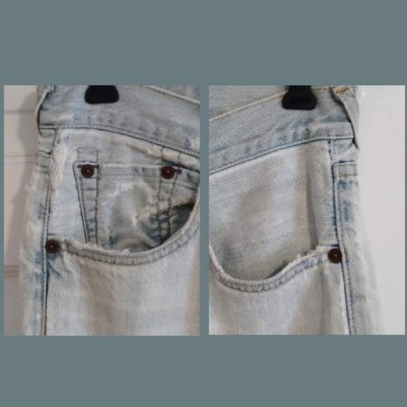 🍀VERY VTG Lucky Brand Jeans🍀 - White Distressed Button Fly Jean - Picture 8 of 16